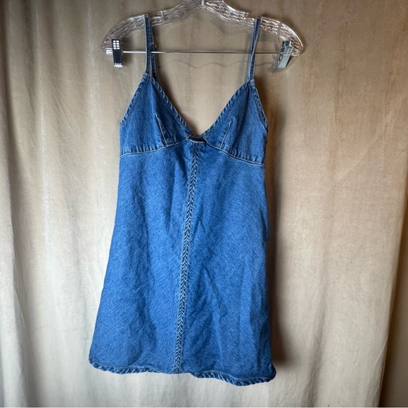 Princess Polly Arwen Denim Mini Dress Blue Slip Dress with Cutout Detail Size 4 - Picture 2 of 10